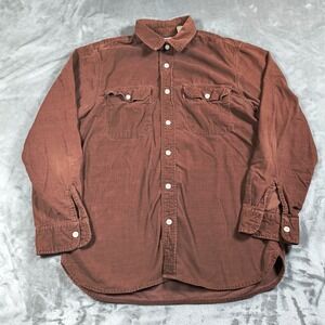 Levis Shirt Mens Small Brown Corduroy Button Up Relaxed Fit Long Sleeve Western
